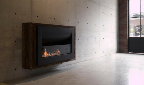 Ecosmart Fire Firebox 1100CV Curved Fireplace Insert - Black Finish / Stainless Steel Burner - ESF.F.1100CV